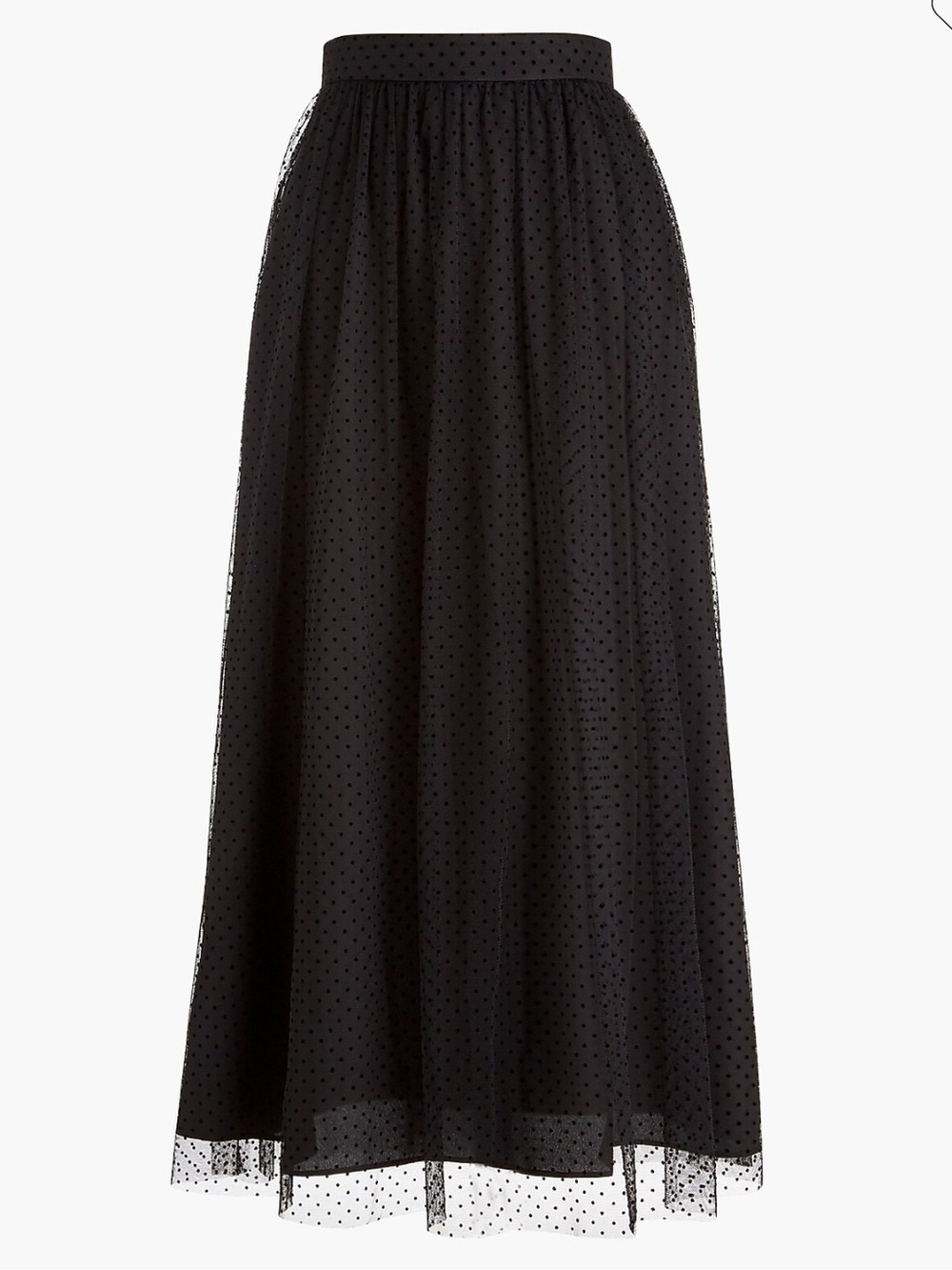 J. Crew Black Polka Dot Tulle Maxi Skirt